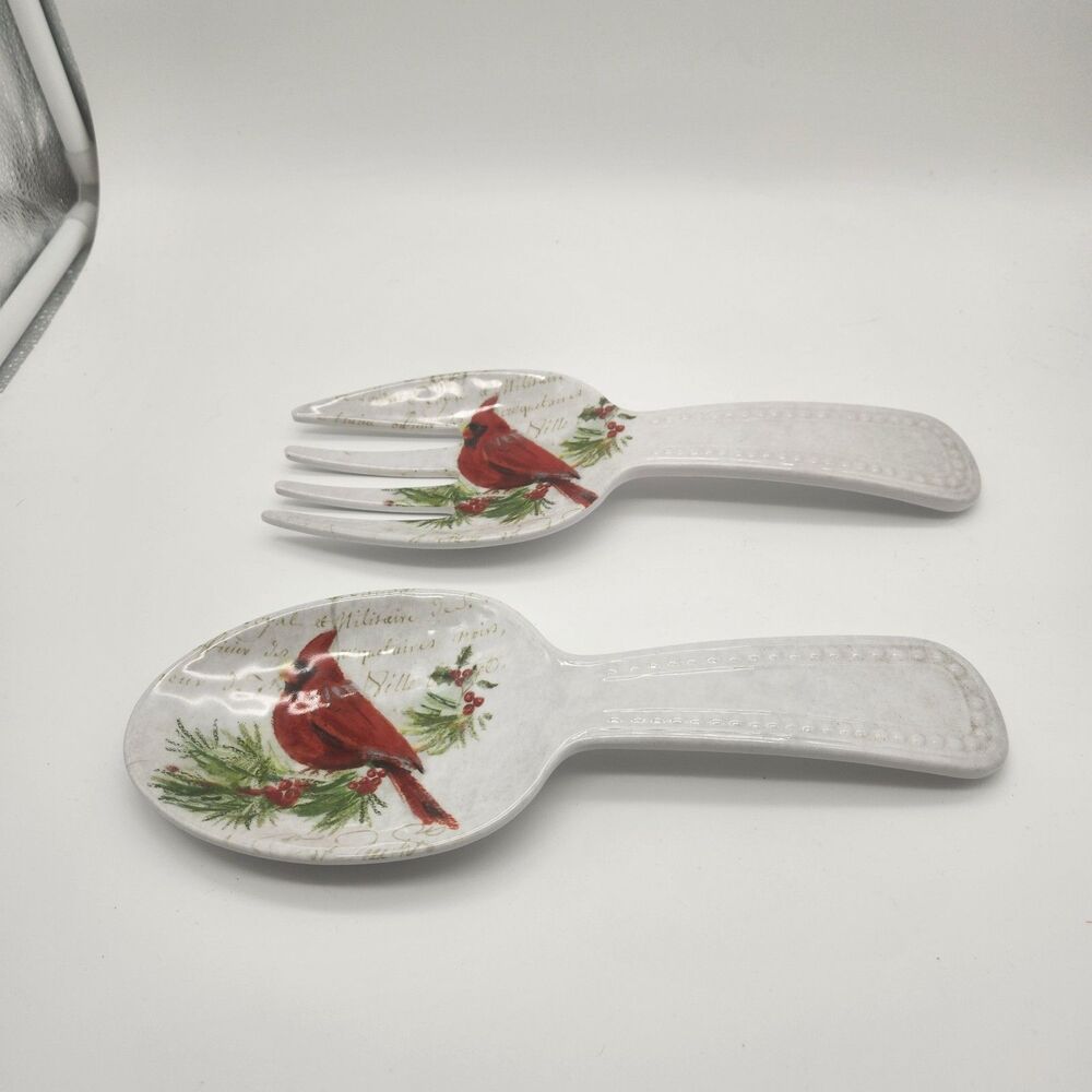 Vintage Cardinal 100% Melamine Spoon & Fork Large Salad Serving Set